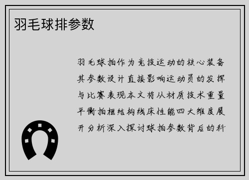 羽毛球排参数